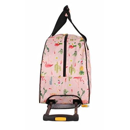 Lucas Designer Carry On Luggage Collection Lightweight Pattern 22 Inch Duffel Bag Weekender Overnight Business Travel Suitcase with 2 22in, Flamingo Party Rolling Spinner Wheels